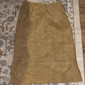 Classic Tan Suede-Look Pencil Skirt - Women